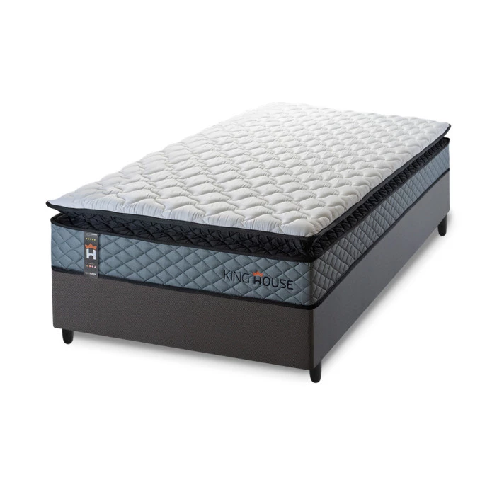 Conjunto Cama Box Espuma Chicago Cinza - King house