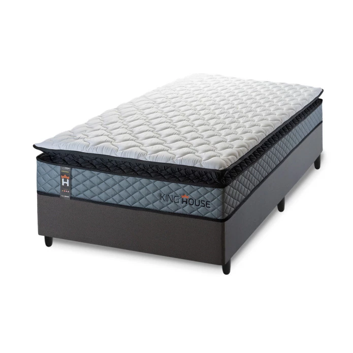 Conjunto Cama Box Espuma Chicago Cinza - King house