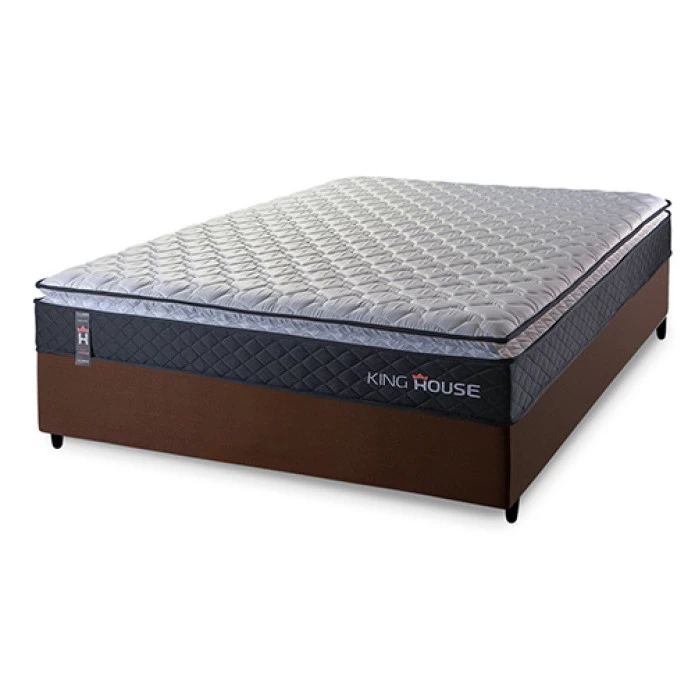 Conjunto Cama Box Viúva Dakota Preto 128x188x57 Espuma D33