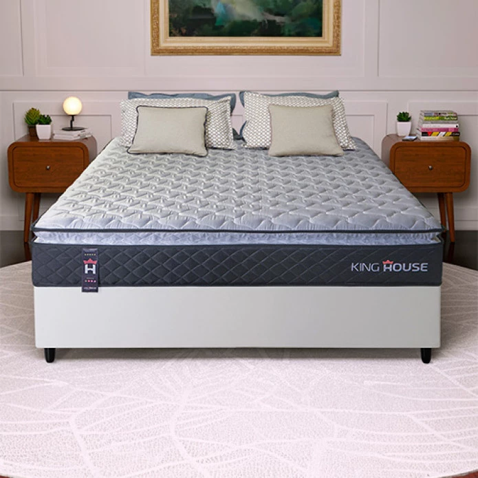 Conjunto Cama Box Viúva Dakota Preto 128x188x57 Espuma D33