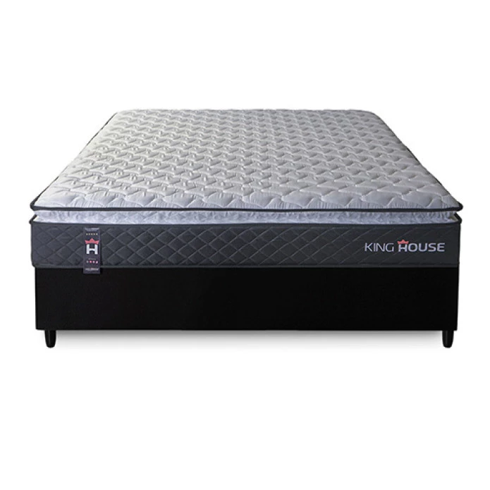 Conjunto Cama Box Viúva Dakota Preto 128x188x57 Espuma D33