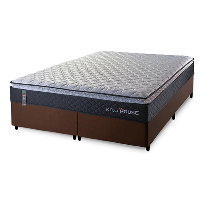 Conjunto Cama Box Queen Dakota Preto 158x198x57 Espuma D33