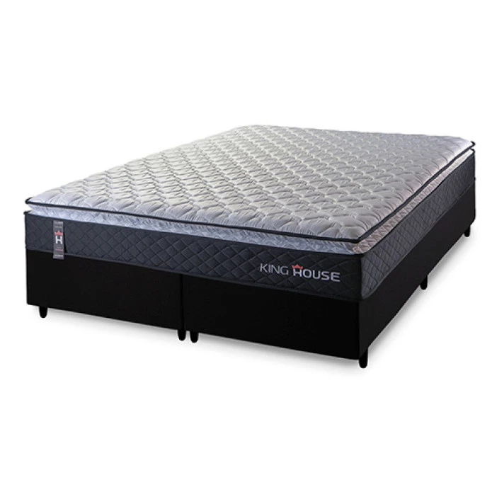 Conjunto Cama Box King Dakota Preto 193x203x57 Espuma D33