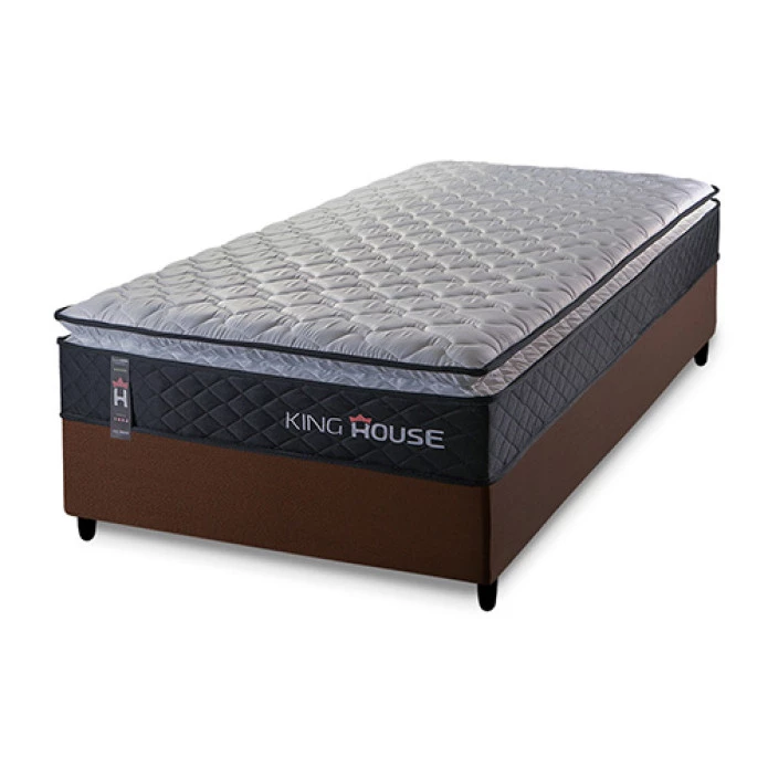 Conjunto Cama Box Solteiro Dakota Preto 88x188x57 Espuma D33