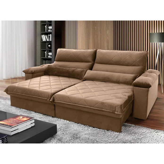 Sofá Retrátil/Reclinável Grécia Suede Velut c/ Molas no Assento - King House