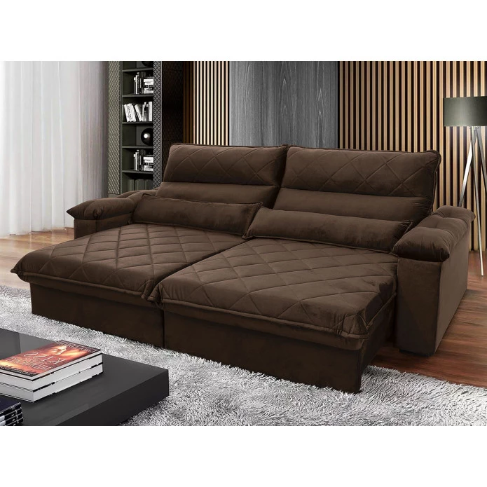 Sofá Retrátil/Reclinável Grécia Suede Velut c/ Molas no Assento - King House
