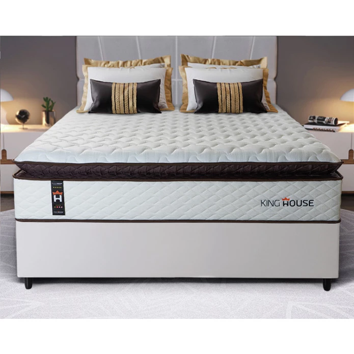 Conjunto Cama Box Espuma San Diego Branco Casal 138x188x67