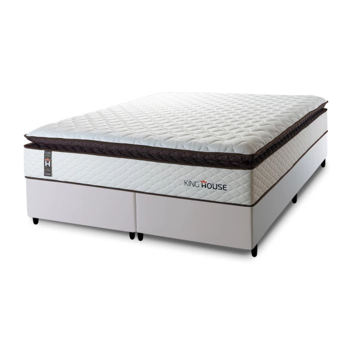 Conjunto Cama Box Espuma San Diego Branco Queen 158x198x67