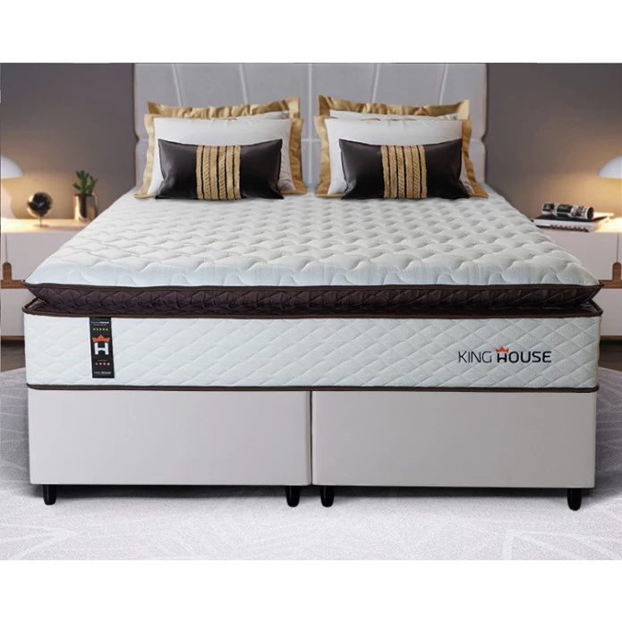 Conjunto Cama Box Espuma San Diego Branco Queen 158x198x67