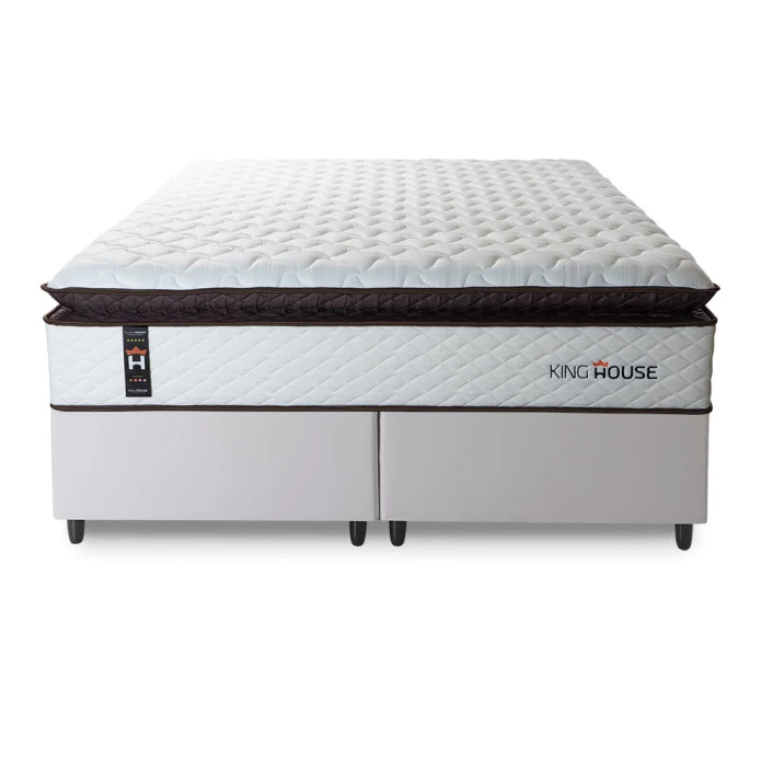 Conjunto Cama Box Espuma San Diego Branco Queen 158x198x67