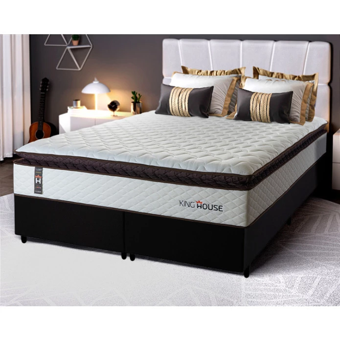 Conjunto Cama Box Espuma San Diego Branco King 193x203x67