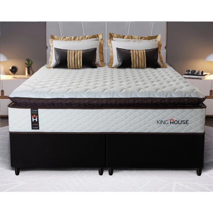 Conjunto Cama Box Espuma San Diego Branco King 193x203x67