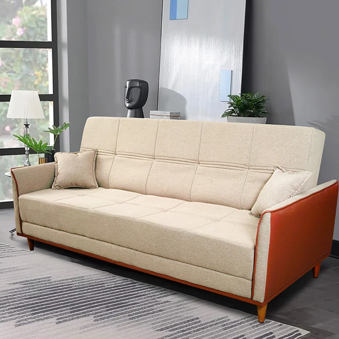  Sofá Cama Sérvia 2,00m Bege Bouclê - King House