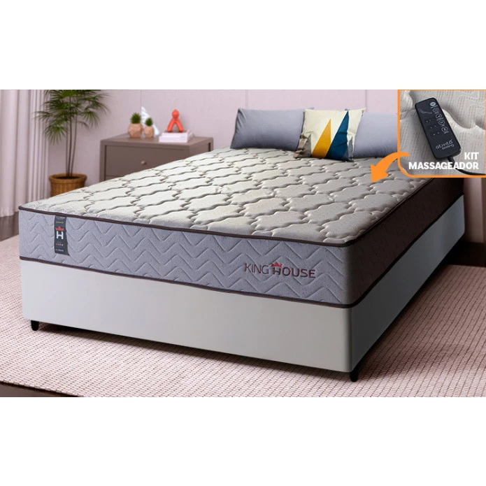 Conjunto Cama Box Magnético Casal Soft Relax Bege 138x188x63