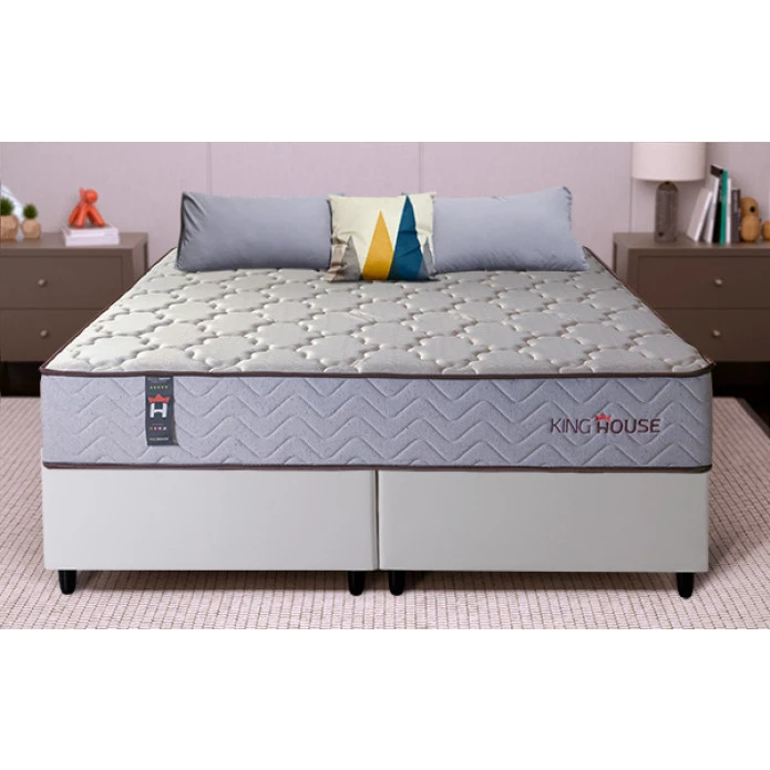 Conjunto Cama Box Magnético Queen Soft Relax Bege 158x198x63