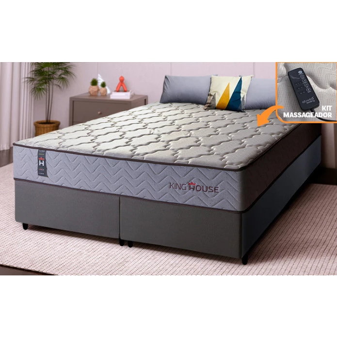 Conjunto Cama Box Magnético Queen Soft Relax Bege 158x198x63