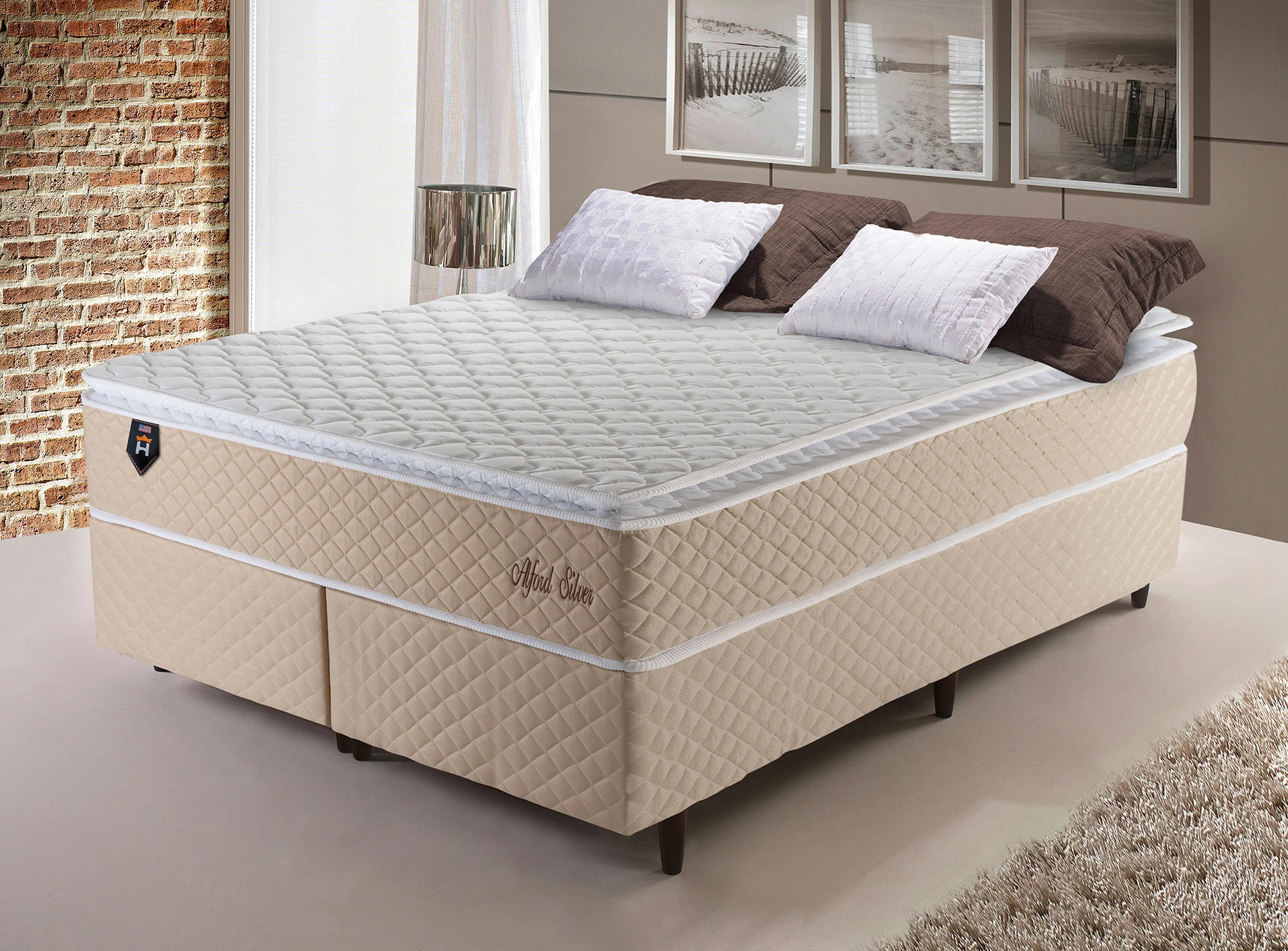 Conjunto Cama Box Queen Size Alford para máximo conforto