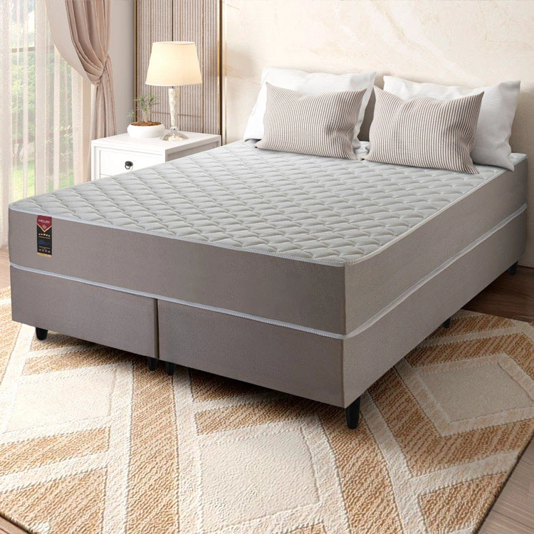 Conjunto Cama Box Queen Size Alpha Special 158x198x60 Bege Molas