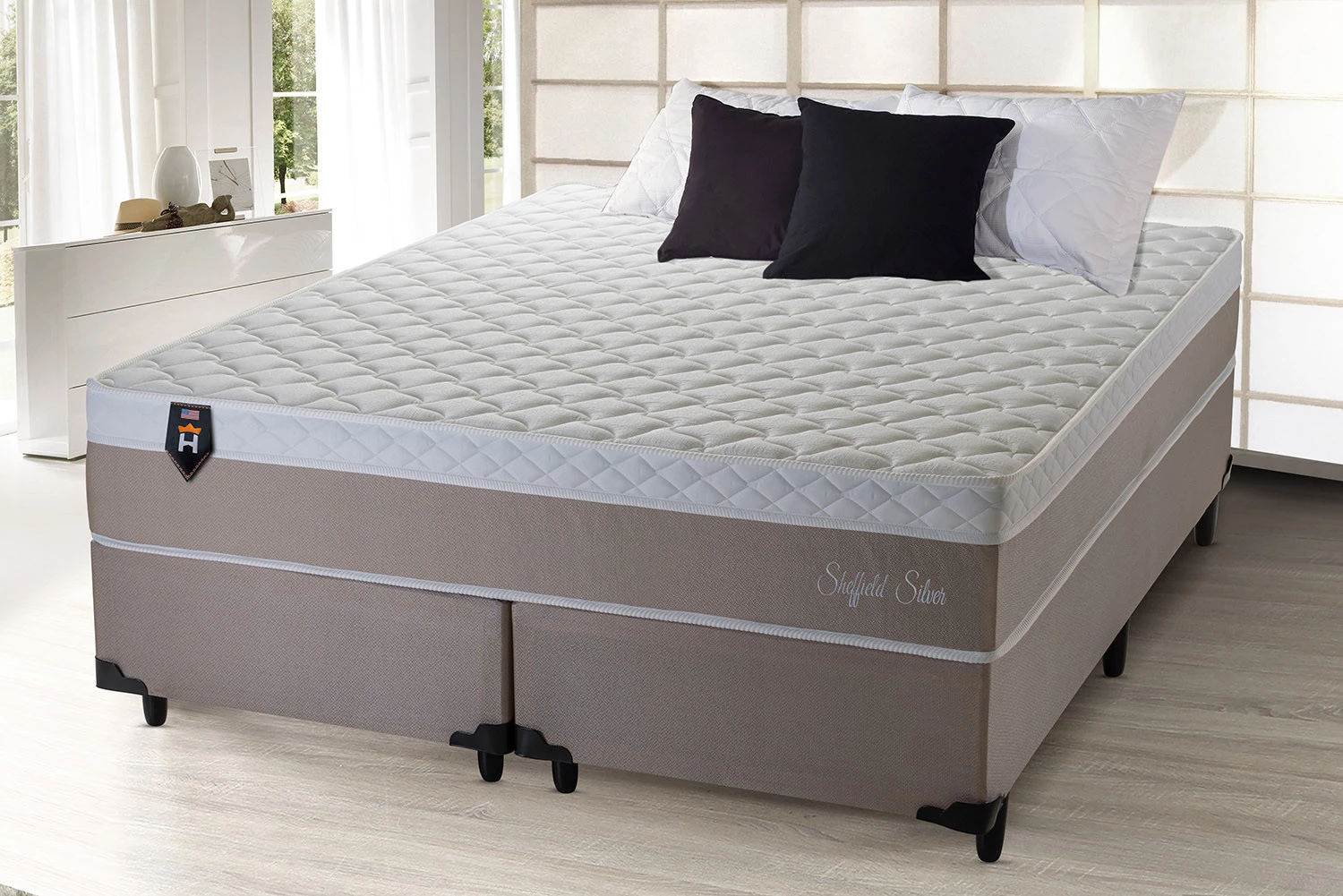 Conjunto Cama Box Queen Size Sheffield com Molas Ensacadas