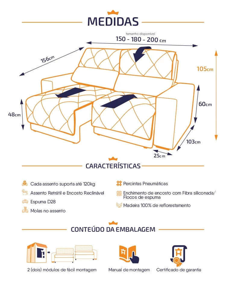 Sofá Retrátil Reclinável Belga Suede Velut Molas no Assento