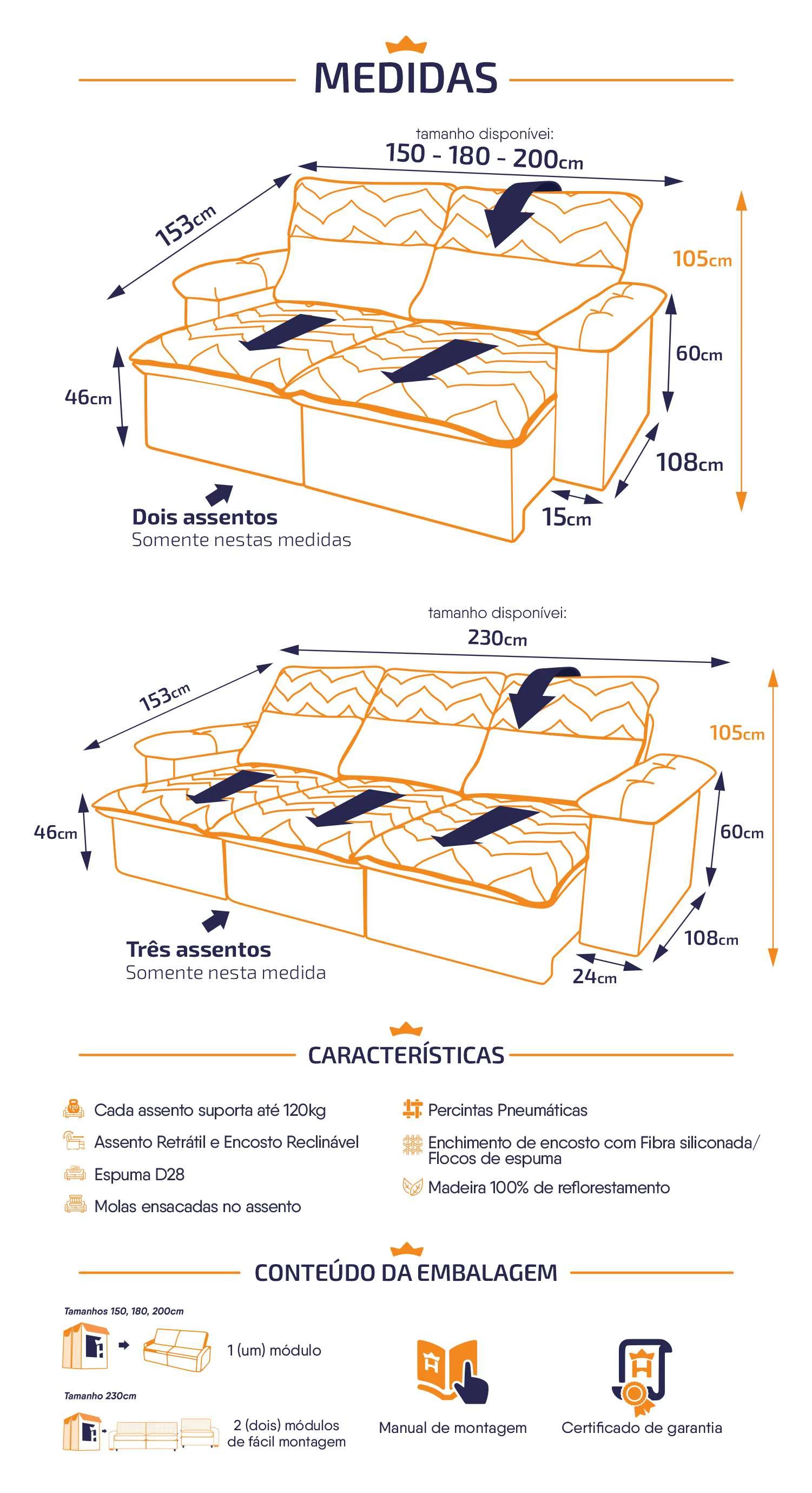 Sofá Retrátil Reclinável Paris Suede Velut Molas Ensacadas - King House