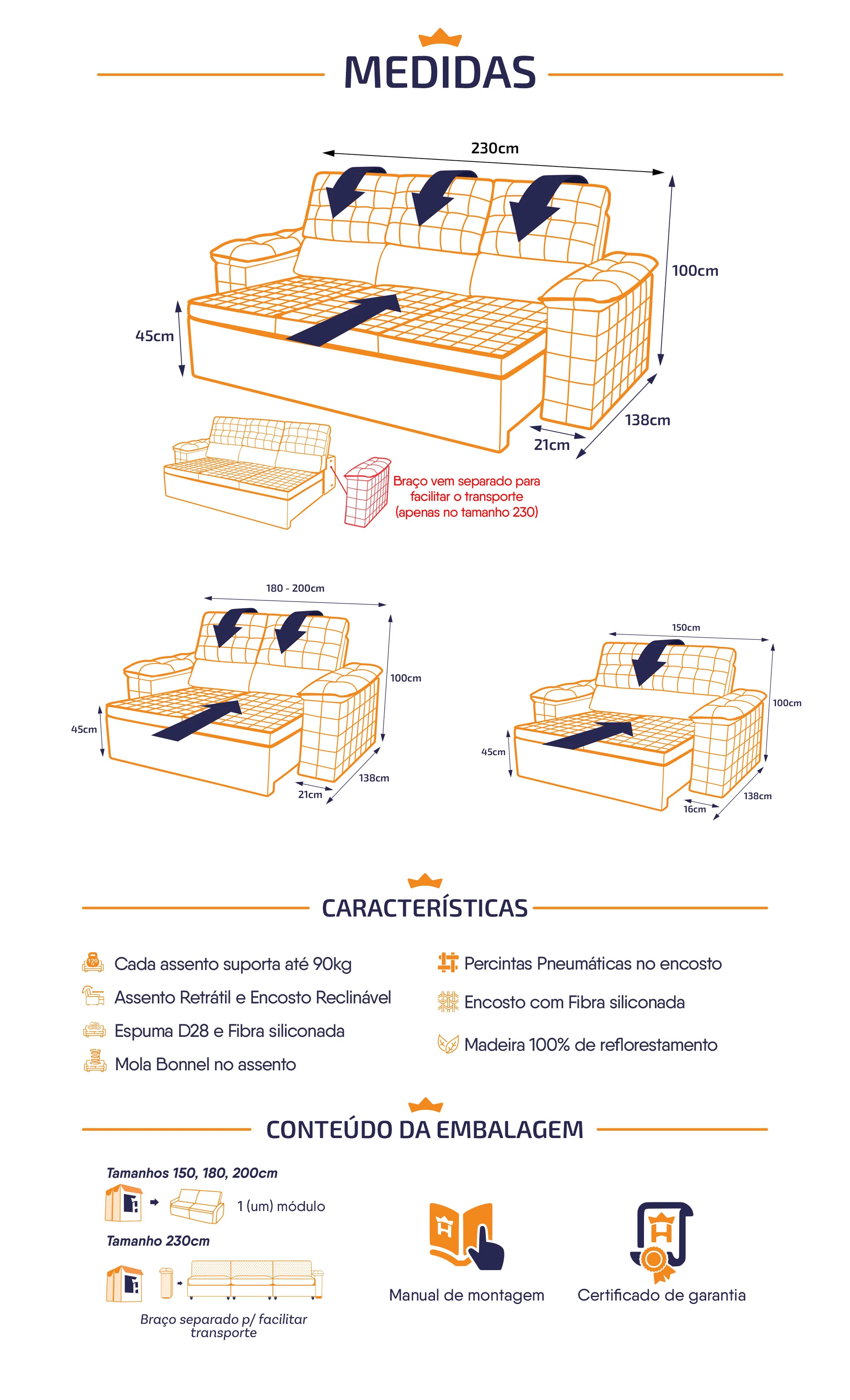 Sofá Retrátil Reclinável com molas Quantum Suede Velut - King House