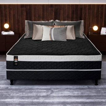 Conjugado Casal Dallas D28 Ortopédico 138x188x56 Preto - King House