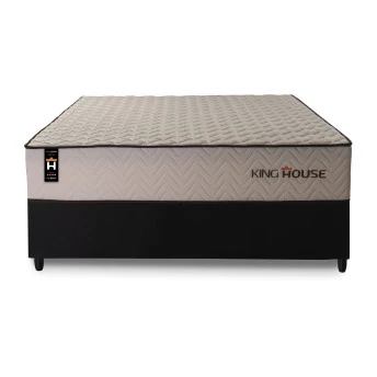 Conjunto Cama Box Espuma San Diego Bege Casal 138x188x67