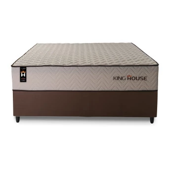 Conjunto Cama Box Espuma San Diego Bege Casal 138x188x67