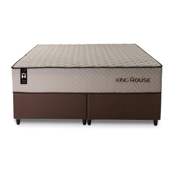 Conjunto Cama Box Espuma San Diego Bege King 193x203x67