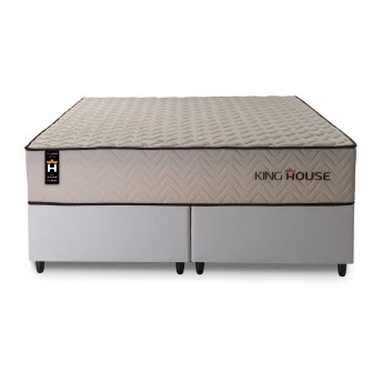 Conjunto Cama Box Espuma San Diego Bege Queen 158x198x67