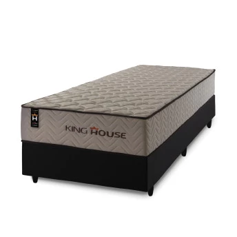 Conjunto Cama Box Espuma San Diego Bege Solteiro 96x203x67