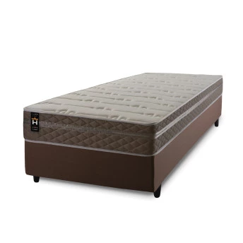 Conjunto Cama Box Molas Ensacadas Georgia Bege Solteiro 88x188x60