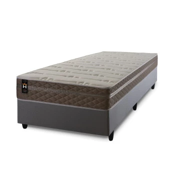 Conjunto Cama Box Molas Ensacadas Georgia Bege Solteiro 96x203x60