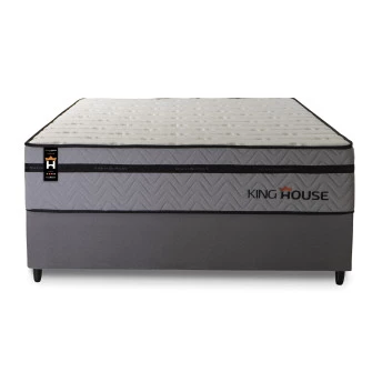 Conjunto Cama Box Molas Ensacadas Preston Cinza Casal 138x188x71