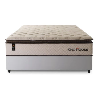 Conjunto Cama Box Molas Ensacadas Quartzo Marrom Casal 138x188x71