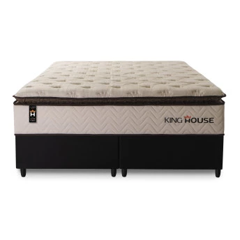 Conjunto Cama Box Molas Ensacadas Quartzo Marrom Queen 158x198x71