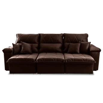 Sofá Retrátil Reclinável Trento Suede Velut Molas no Assento - King House