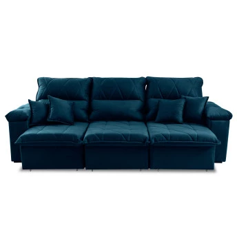 Sofá Retrátil Reclinável Trento Suede Velut Molas no Assento - King House
