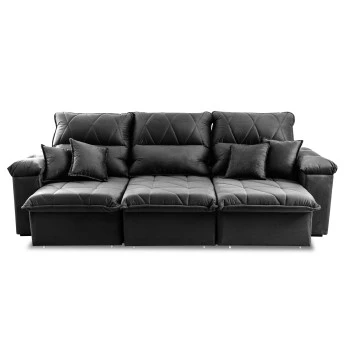 Sofá Retrátil Reclinável Trento Suede Velut Molas no Assento - King House