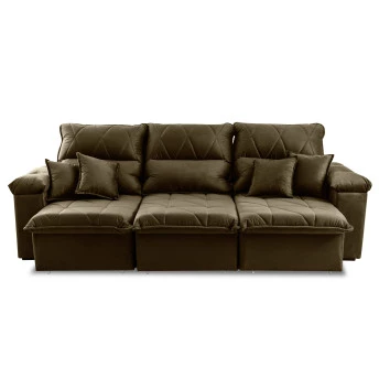 Sofá Retrátil Reclinável Trento Suede Velut Molas no Assento - King House