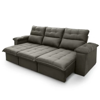 Sofá Retrátil Reclinável Verona Suede Velut Molas Ensacadas - King House