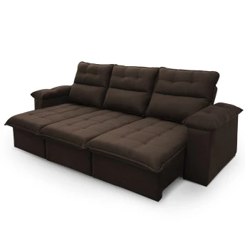 Sofá Retrátil Reclinável Verona Suede Velut Molas Ensacadas - King House