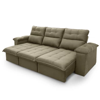 Sofá Retrátil Reclinável Verona Suede Velut Molas Ensacadas - King House