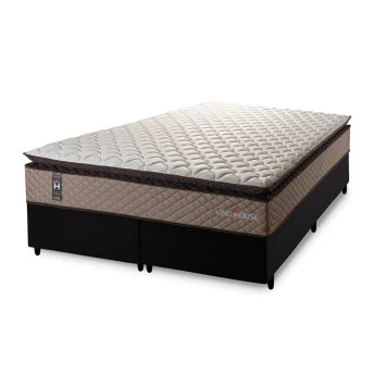 Conjunto Cama Box Espuma Atlanta Bege King 193x203x62