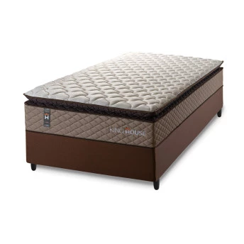 Conjunto Cama Box Espuma Atlanta Bege Solteiro 88x188x62