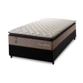 Conjunto Cama Box Espuma Atlanta Bege Solteiro 88x188x62