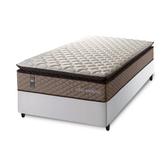 Conjunto Cama Box Espuma Atlanta Bege Solteiro 88x188x62