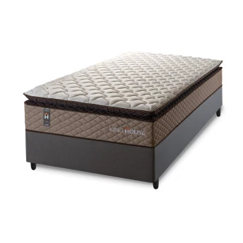 Conjunto Cama Box Espuma Atlanta Bege Solteiro 88x188x62