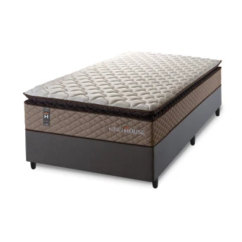 Conjunto Cama Box Espuma Atlanta Bege Solteiro 96x203x62